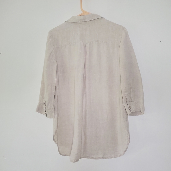 Chicos Women 100% Linen Shirt Size 0 US Small 3/4 Sleeve Minimalist Quiet Luxury - Picture 8 of 11